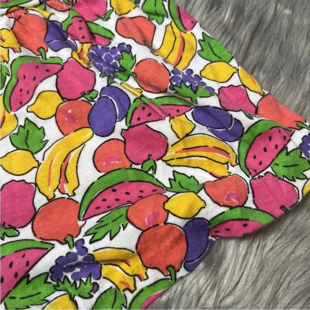 Vintage 90s Toddler Girls Fruit Print Multicolored Romper